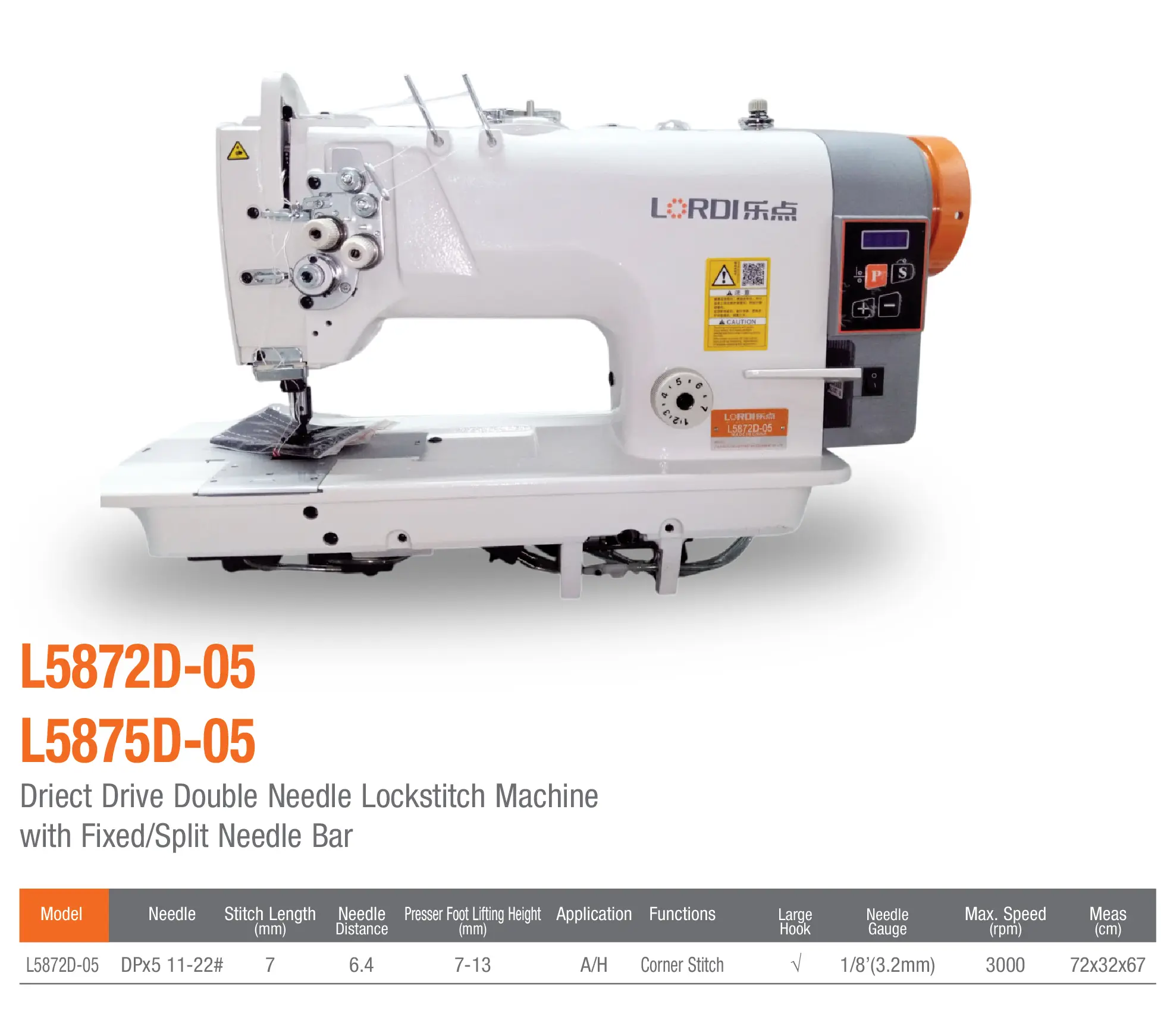L5872D-05 / L5875D-05 Double needle machine