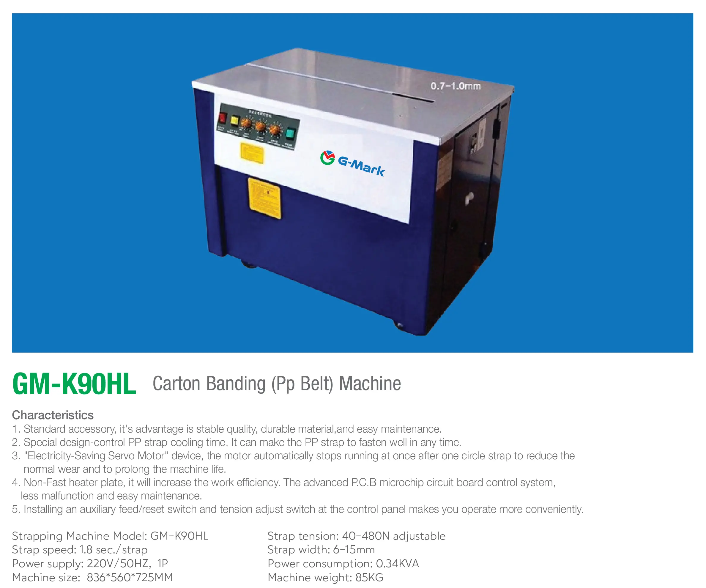 GM-K90HL Carton Banding (PP Belt) Machine