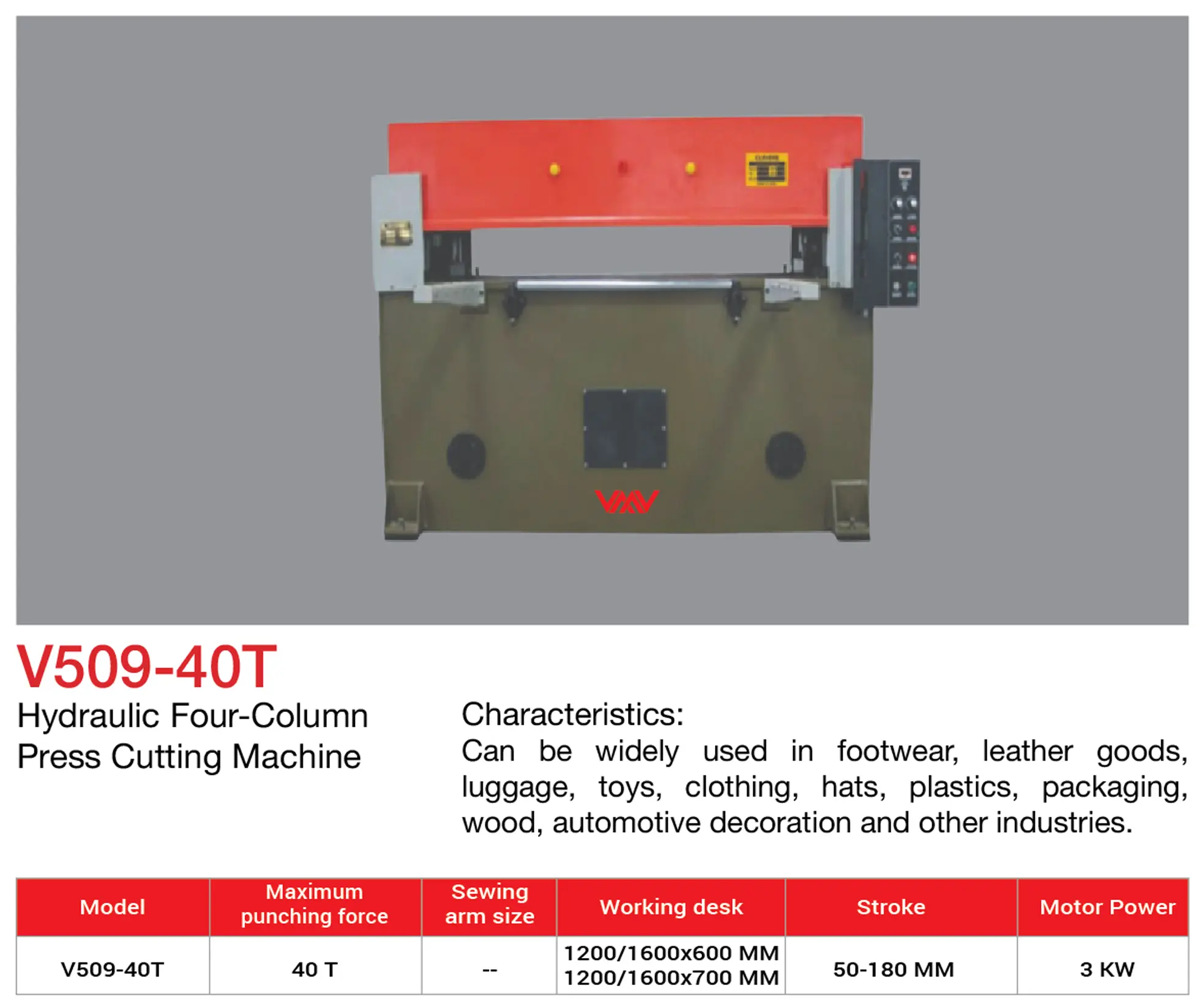 V509-40T hydraulic press cutting machine