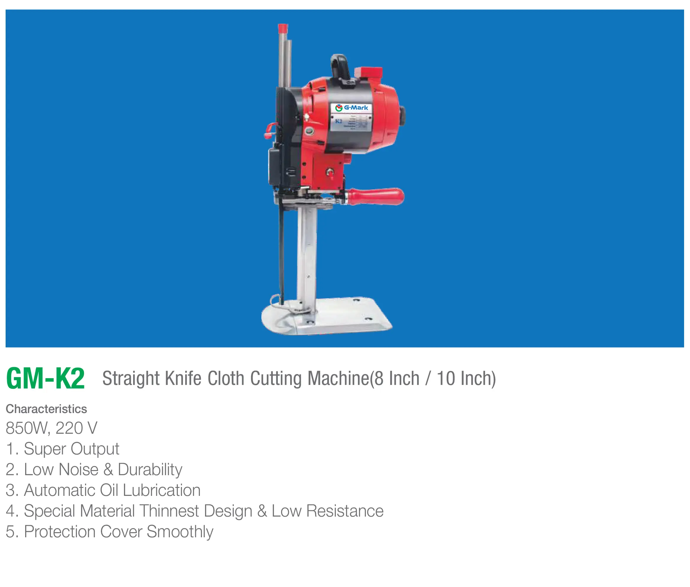 GM-K2 Straight Knife Cloth Cutting Machine