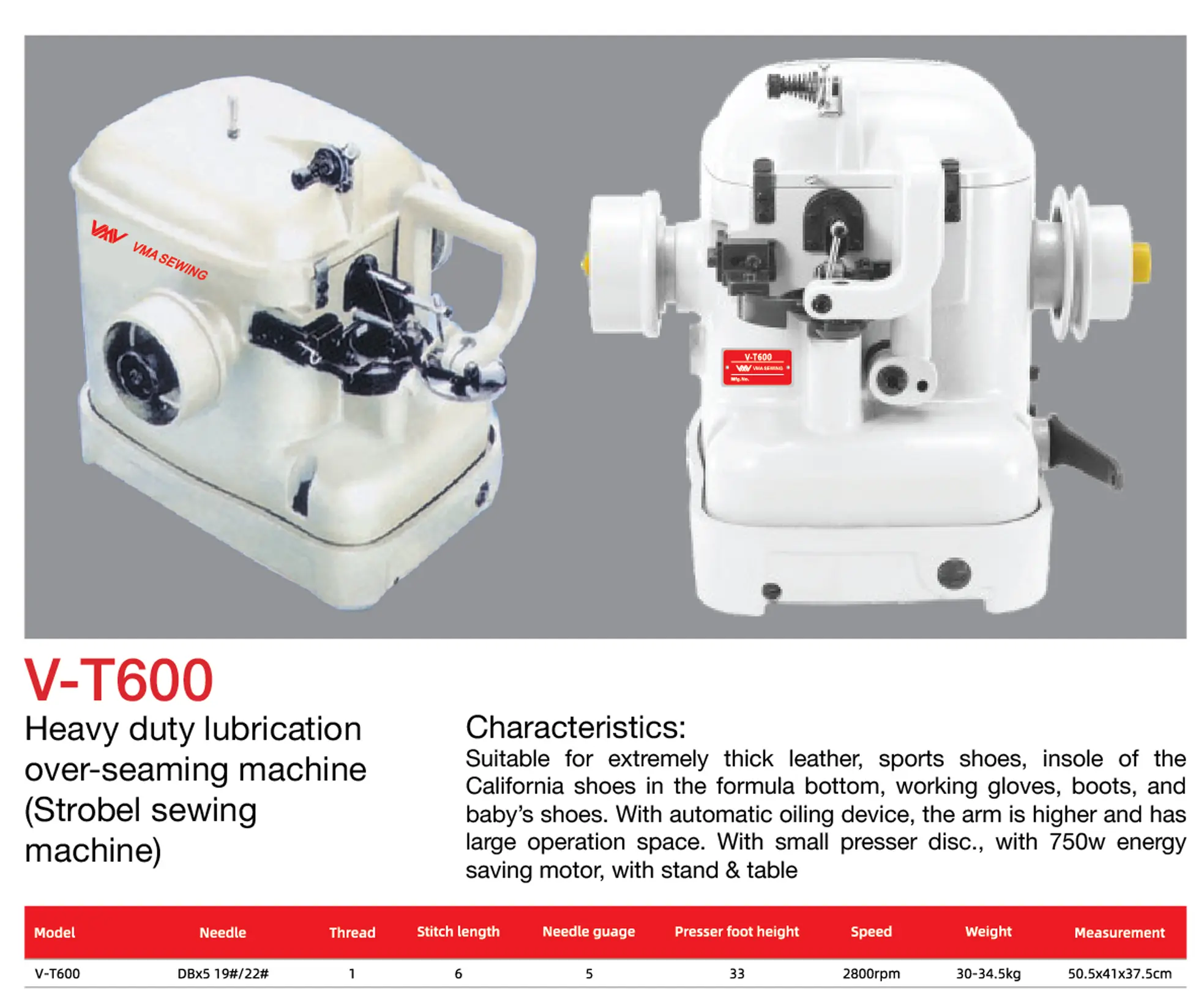 V-T600 Strobel machine