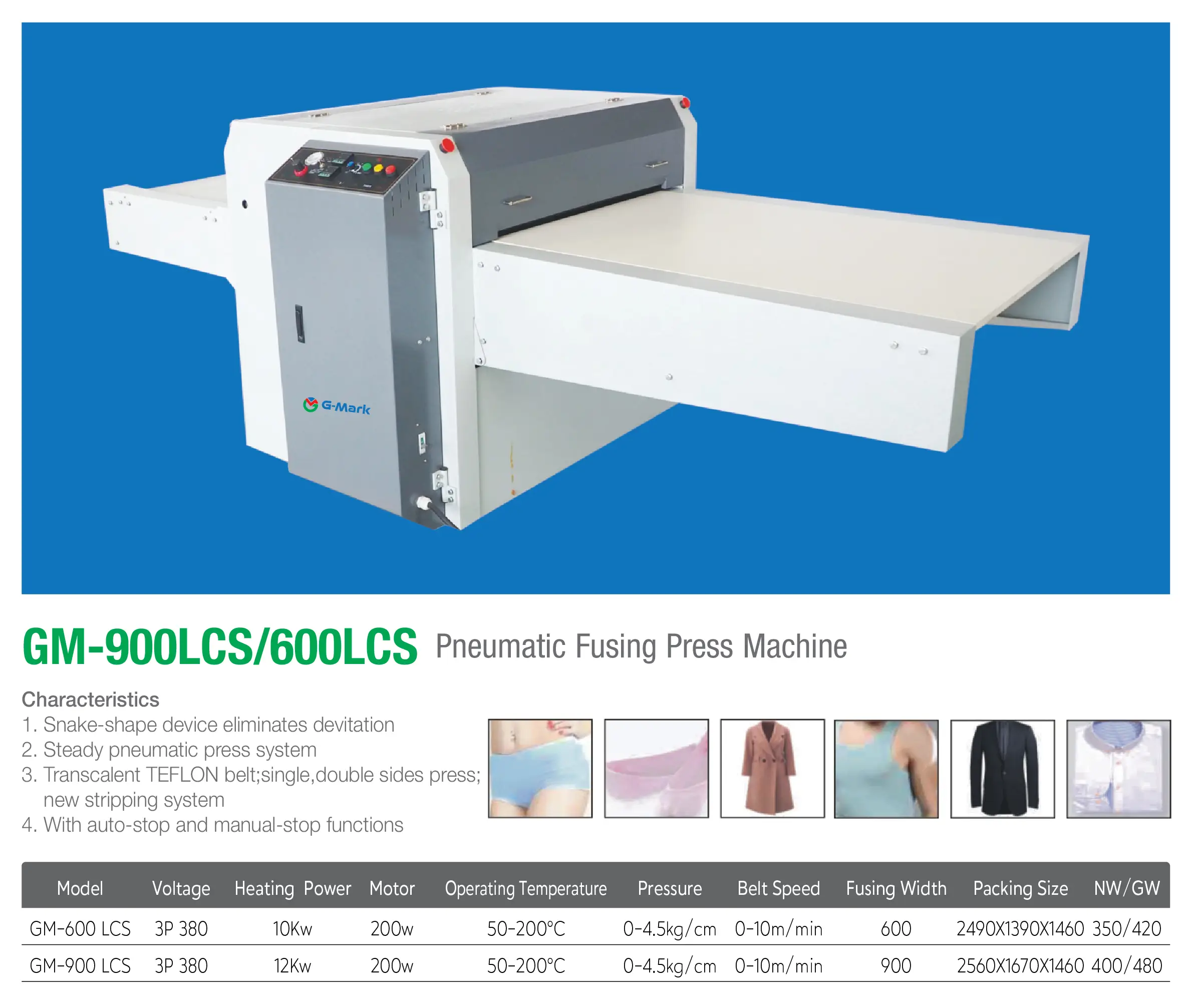 GM-600LCS / GM-900LCS  Pneumatic Fusing Press Machine