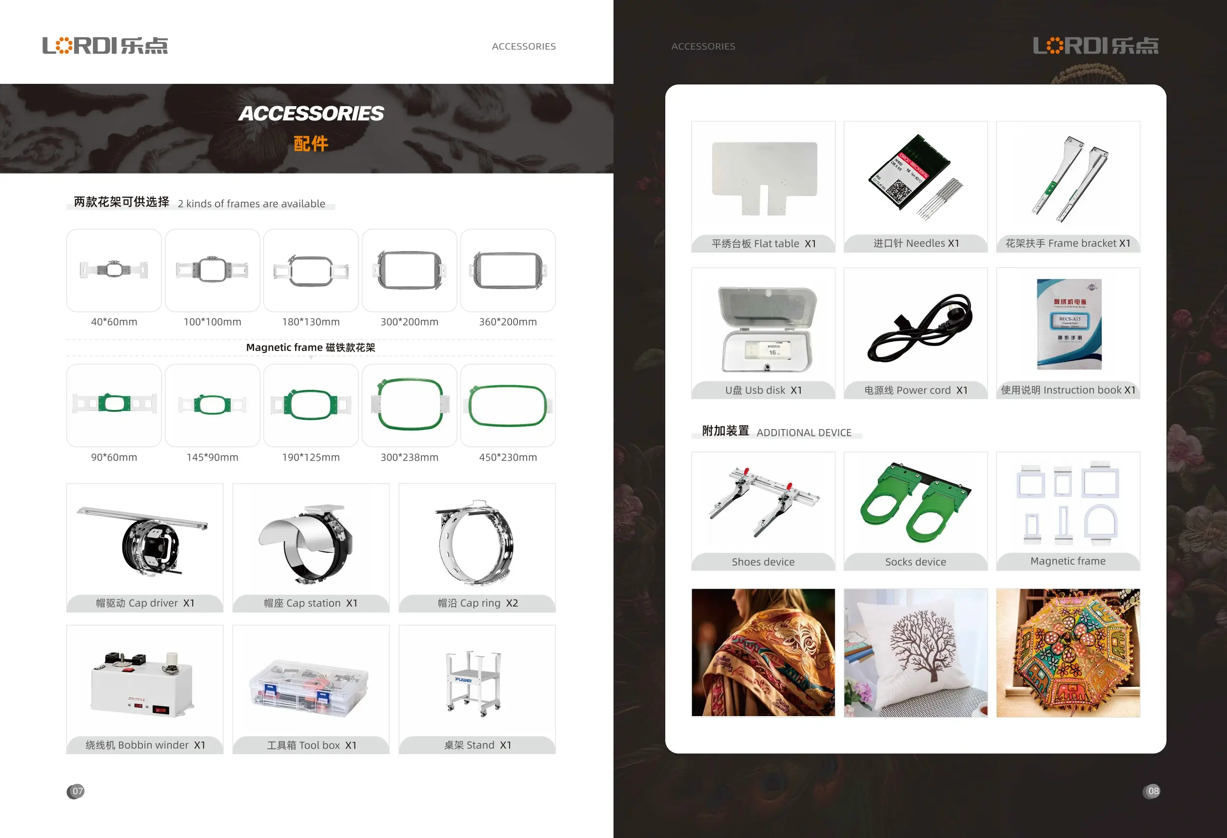 Lordi Embroidery Machine Accessories & Additional Devices