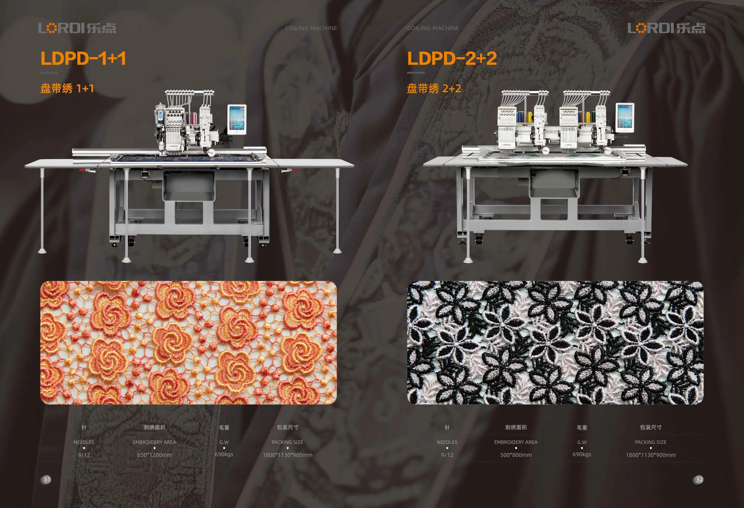 LDPD-1+1 / LDPD-2+2 Dual-System Multi-Function Automatic Embroidery Machine